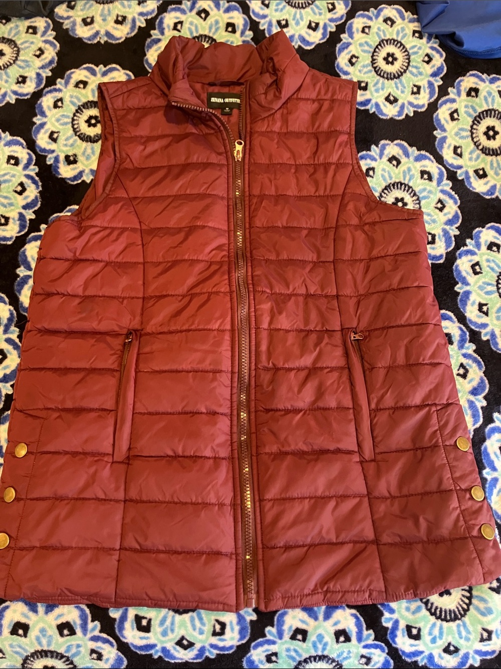 Zenana Outfitters Quilted Wine Red Puffer Vest